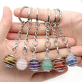 Crystal Healing Sphere Car Key Ring Amethyst Crystal Spring Ball Removable Bag Pendant for Gift