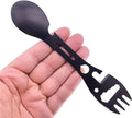 5 in 1 Multi-Functional Fork Spoon Stainless Steel Spork Camping Fork & Knife Outdoor Can & Bottle Opener Hiking Picnic