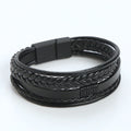 Fashion Handwoven Multilayer Design Leather Bracelet With Stainless Steel Magnetic Clasp for Men Women Accessories SCB007