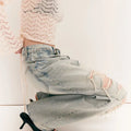 Fashion Low Waist Baggy Stacked Straight Leg Tapered Jeans for Women