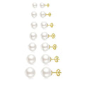 Wholesale Fashion Jewelry Gold Plated Stainless Steel Classic Imitation Pearl Earrings Simple Pearl Stud Earrings Sets for Women