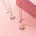 Cubic Zirconia Butterfly Pendant Rose Gold Plated Double Layered Chain 925 Sterling Silver Necklaces Fashion Jewelry for Women