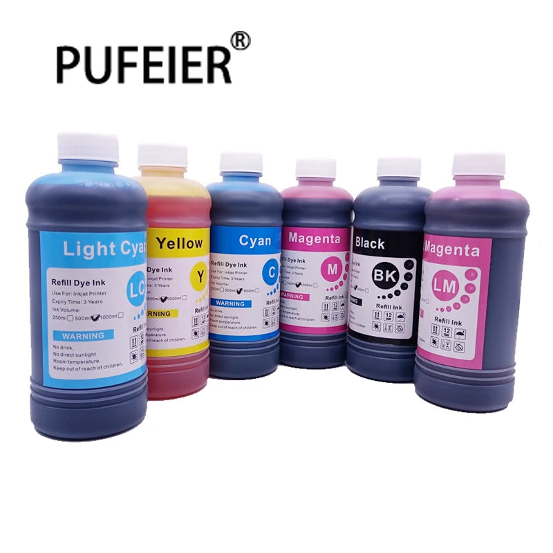 6 Color 500ML Bottle Bulk Universal Dye Ink Compatible for Epson Canon HP Brother Inkjet Printer Refill Printing Dye Based Ink MegaBDM