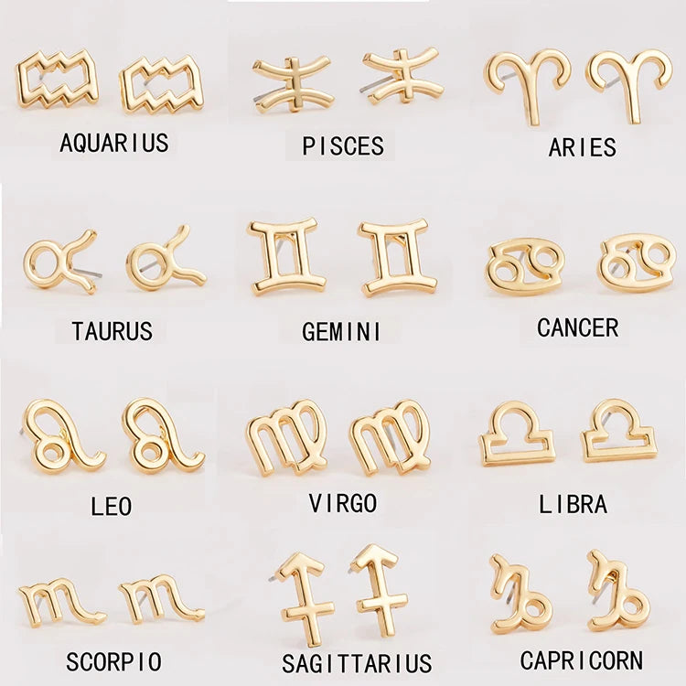 2025 Hot Selling Versatile Fine Jewelry Earrings European American Luxury Earrings Symbol Version Zodiac Earrings