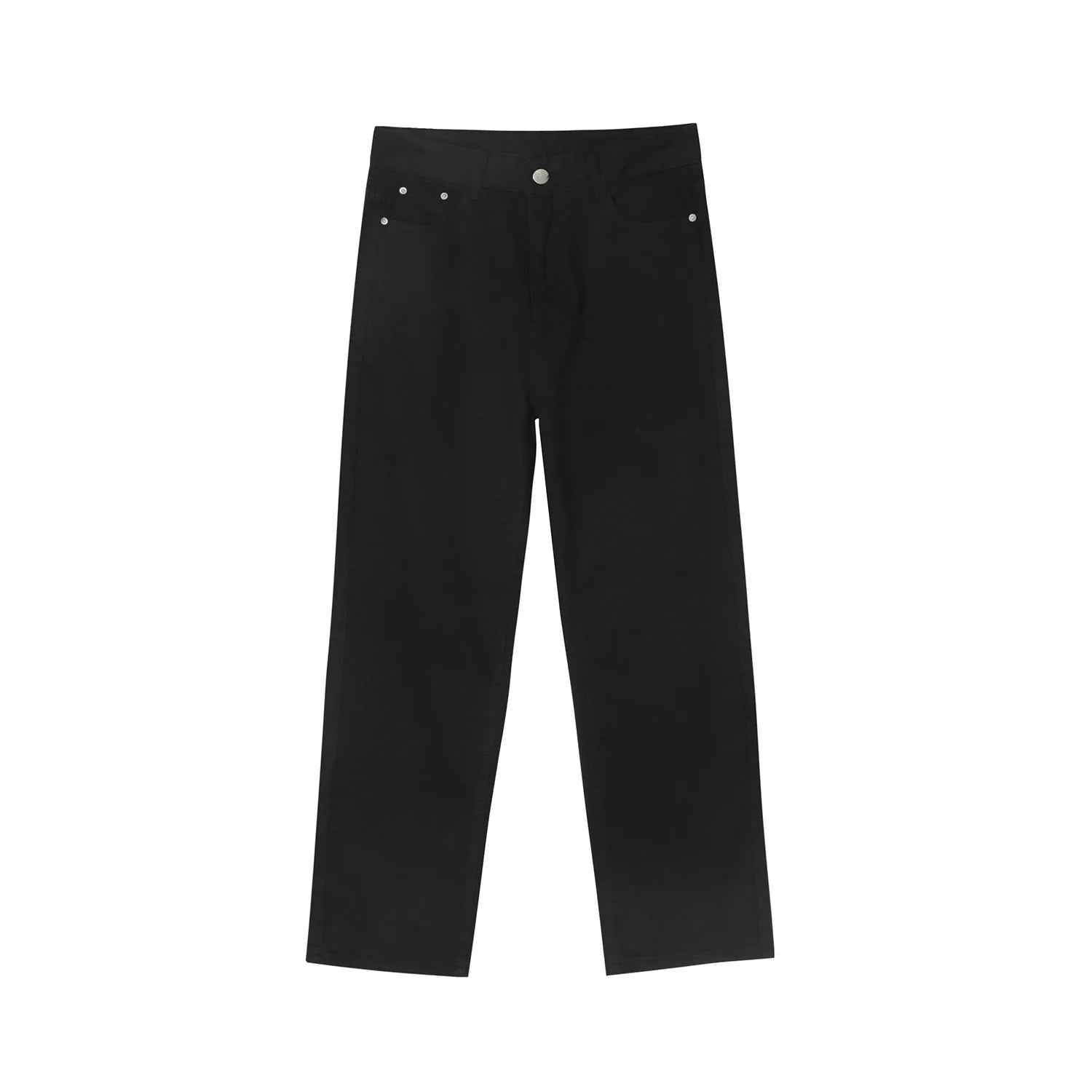 Men's Black White Loose Wide Leg Jeans 100% Cotton Button Detail Breathable & Eco-Friendly Mid Waist Vintage Casual Style