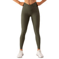 Custom Women Sports Running Fitness Yoga Pants Gym High Waist Peach Hip Lift Cross Waist Rib Yoga Leggings