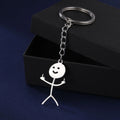 Hot Selling  Cute Everything Stick Figure Hollowed Out  Figure Smooth Modeling Pendant Stainless Steel Keychain