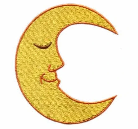 2.1 Inches Wide Embroidered Sleepy Moon Patches Cartoon Decorated Iron-On Fabric for Jackets and Bags Made of Polyester Felt