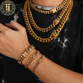 Factory Wholesale Hip Hop Jewelry Men 8-14mm 18K Gold Plated Stainless Steel Miami Cuban Link Chain Luxury Necklace
