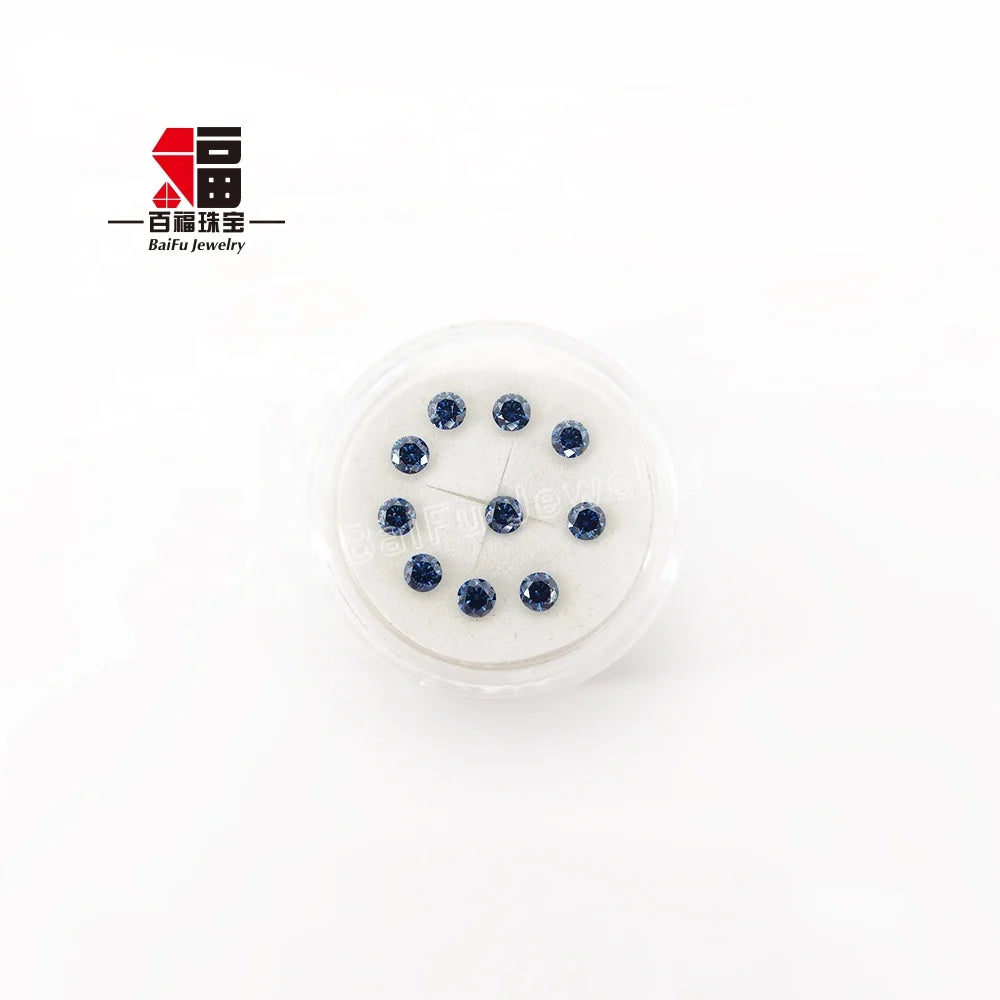 Baifu Jewelry Wholesale Price 1ct 2pcs Round 5.0mm Sapphire Blue Moissanite