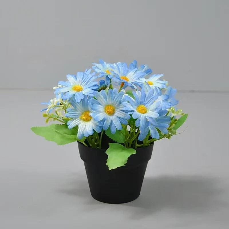 Artificial Flower Potted Small Daisy Flower Arrangement in Pot Floral Centerpieces Tables Spring Summer All Season Home Decor