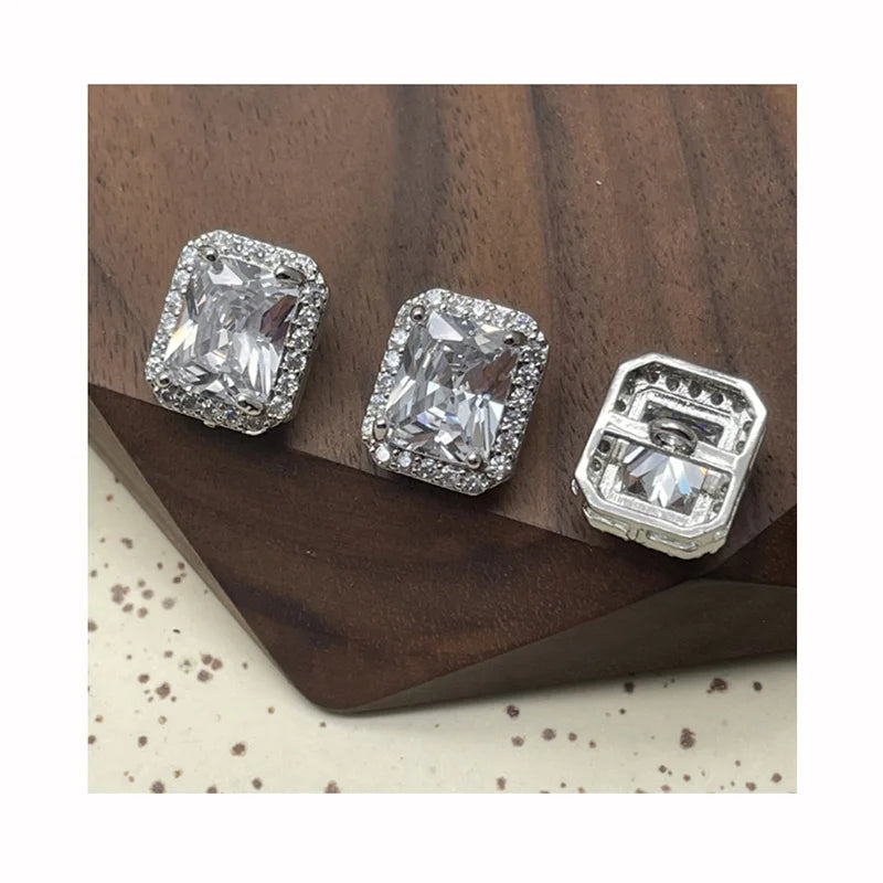 Fashion Rectangle Full With Zircon Alloy Combination Sewing on Buttons Copper Plating 14mm Shirt Sweater Skirt Garment Buttons
