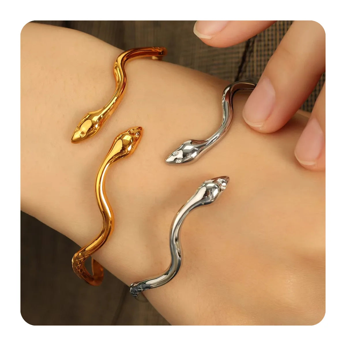 Stainless Steel Fashion Jewelry Bracelets Bangles 18k Gold Plated Jewellery Ladies Accessories Hypoallergenic Snake Bangles