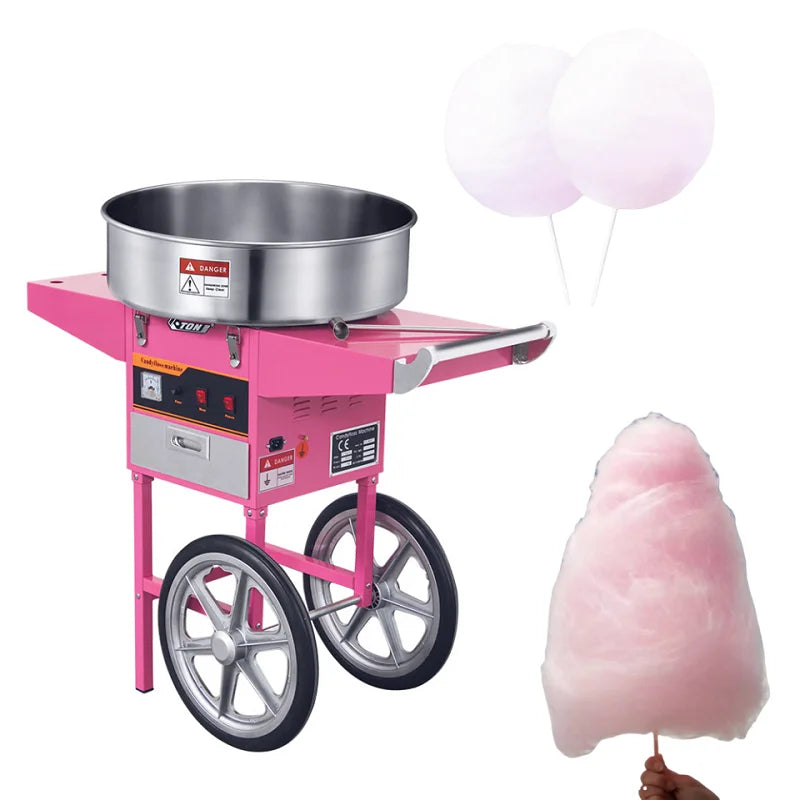 Mobile Cotton Candy Cart Commercial Grade Stainless Steel Carnival Food Vendor Equipment