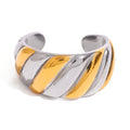 Personalized Two Tone Stainless Steel Open Rings Tarnish Free Mixed Color Croissant Braided Pattern Ring Women Jewelry Bijoux