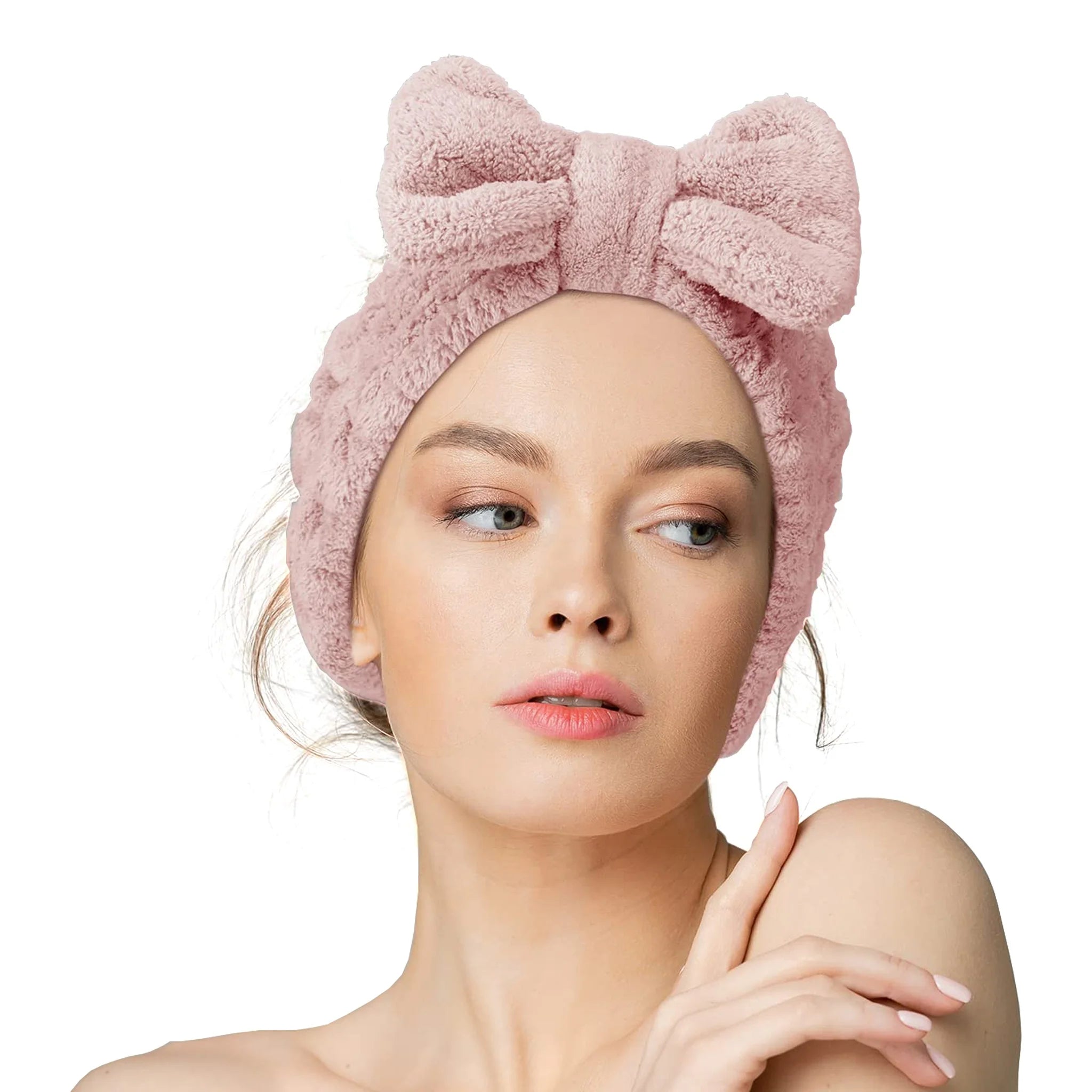 Custom Logo Flannel Spa Skincare Wristband and Makeup Facial Towel Set Women's Bath Headband Scrunchie with Bow