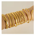 Trendy Anti Tarnish Fashion Jewelry Stainless Steel Gold Open Cuff Chunky Bangles Bracelet for Women
