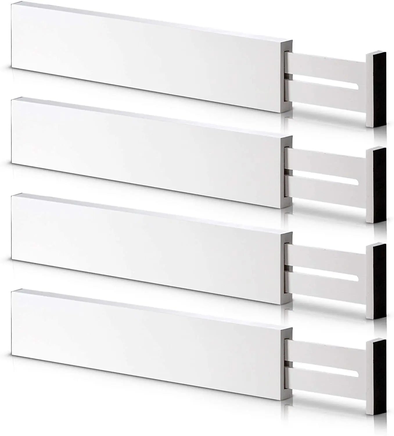 4pcs White Bamboo Expandable Drawer Organizers Popular Cheap Separators for Bedroom Bathroom Dresser and Kitchen Wardrobe