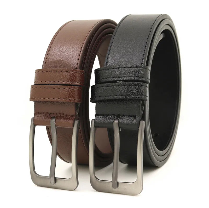 Men's Pin Buckle Belt Alloy Wholesale Holes PU Belts for Men Width 33MM YiWu LQbelt Factory Direct Sale