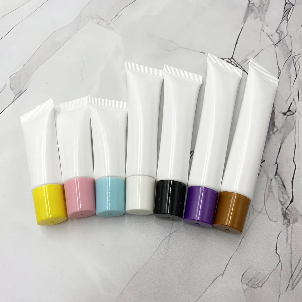 10ml 15ml 20ml White PE Lip Gloss Lipstick Lip Balm Lip Glaze Empty Cosmetic Soft Tube with Inner Plug