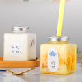 500ml Disposable Transparent Plastic Bottle Square Design for Juice Milk Tea 17oz with Screw Cap Seal