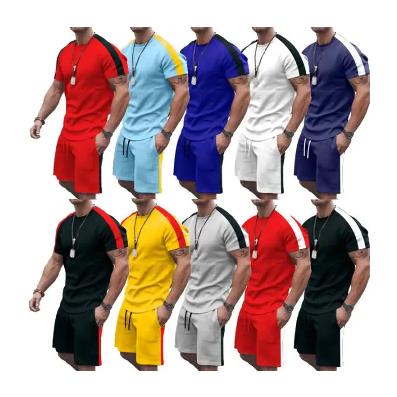Trendy Oversized Men's Sportswear Breathable Casual Print Terry Tracksuit Short Sets for Spring Washed 2 Pcs Mens Shorts Shirt