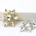 White Flower Shape Crystal Glass Rhinestone Flatback Sew on Buckle for DIY Wedding Decoration