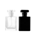 50ml  Empty Square Shape Matte Black Clear  Glass Perfume Spray Bottle With Acrylic Cap Refillable Cosmetic Container Packaging