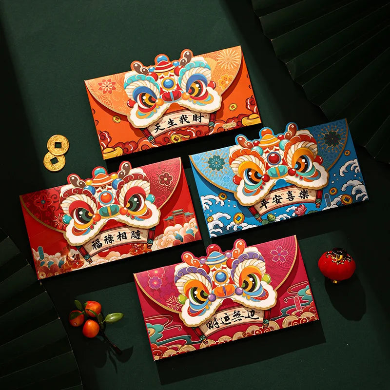 2024 Chinese New Year Dragon Couplet Gift Package Red Money Lucky Envelop Cardboard Paper Customized Color Square Printing