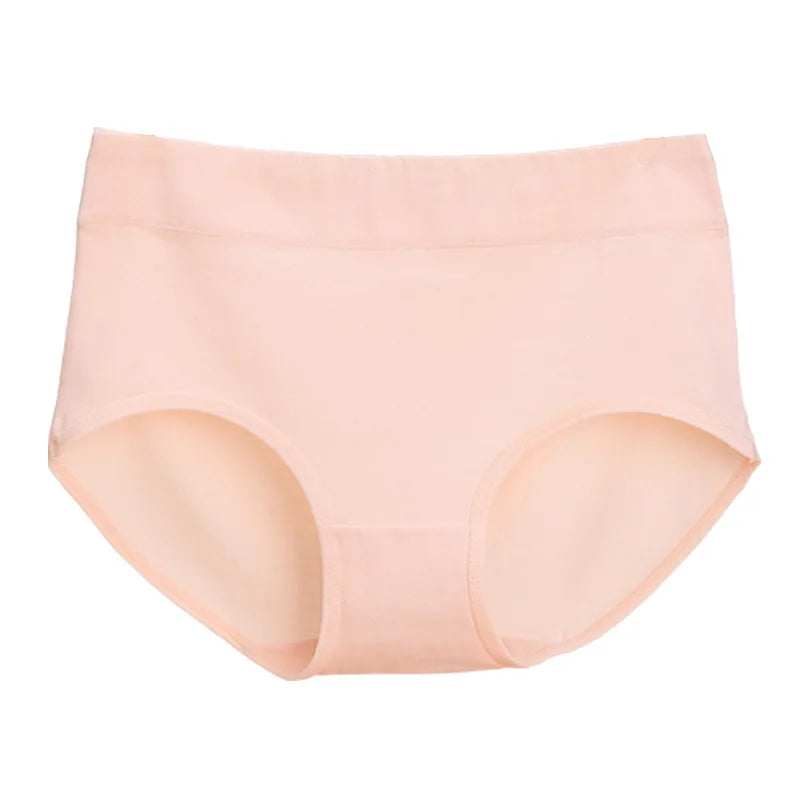 Wholesale Cotton Mid to High Waist Women's Panties Pure Color Large Size Panties Belly Lifting Triangle Panties