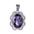 Graceful Rhodium Plated 925 Silver Natural Amethyst Pendant for Women Fine Pendants
