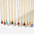 Personalized Stainless Steel Colorful Cubic Zircon Teardrop Charm 12 Month Birth Stone Pendant Necklace