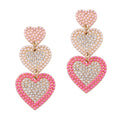 Fashion Exaggerated Multi Love Earrings Cute Jewelry Full Pave Crystal Pearl Heart Shaped Pendant Earrings for Women Gifts