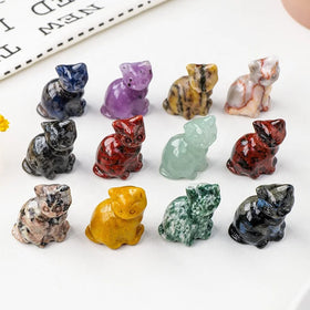 Factory Cheap Price Wholesale Natural Crystal Carvings Cat Figurine Crystal Animal for Home Decoration