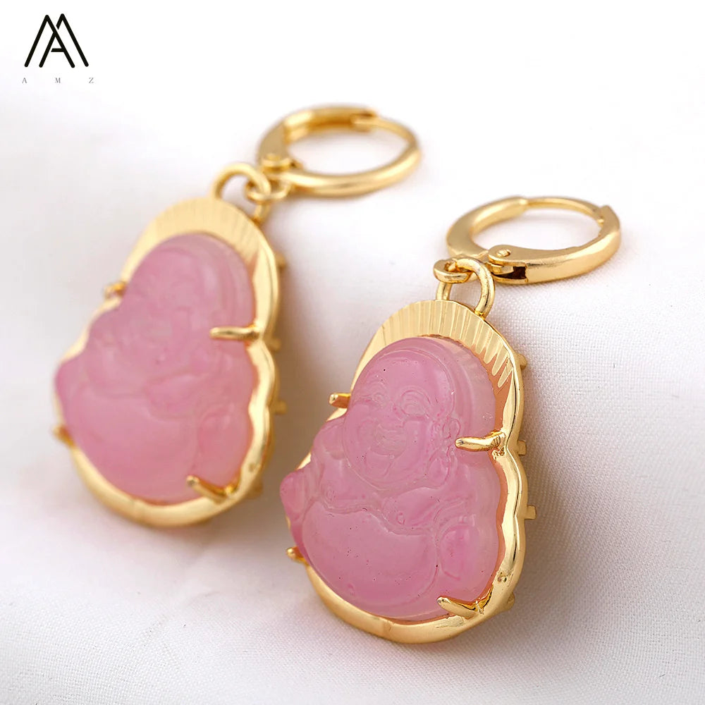 Buddha Earrings Gold Jewelry   Crystal Glass  Boho Style Studs Yoga Gifts Wholesale