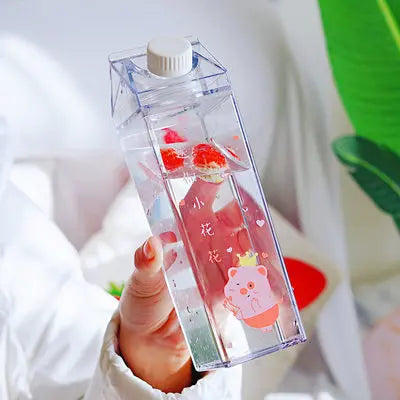 Wholesale Food Grade 500ml Custom square Plastic Milk Carton Water Bottles with Refrigerating Fluid