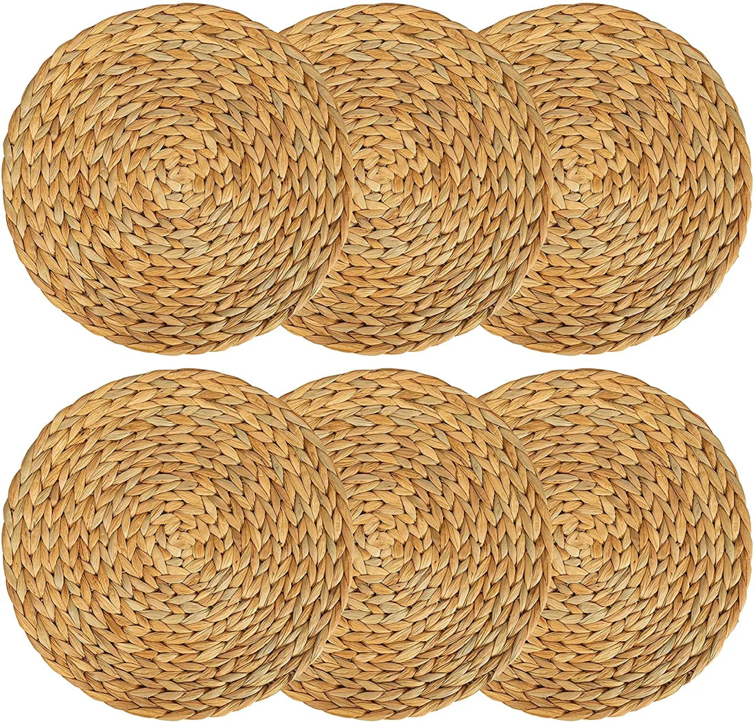 Wholesale Cheap Woven Natural Water Hyacinth Handmade Eco-Friendly Country Style Placemats/Tablemats for Home Restaurant Use