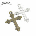 YuenZ Antique silver color cross Plated Charms Pendants Jewelry Making DIY Handmade Craft 55*42mm T21