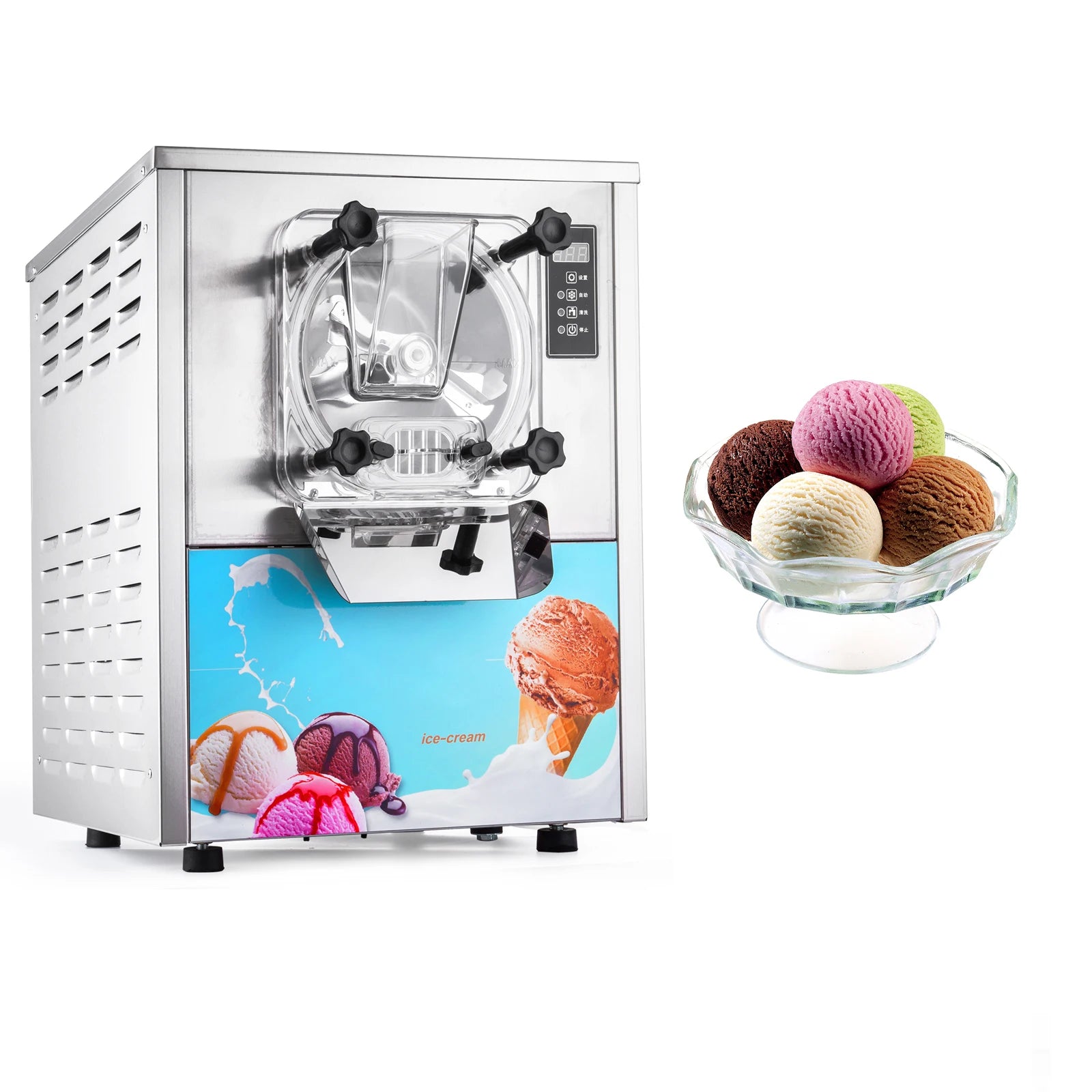 Commercial Ice Cream Machine 1400W 20L Per Hour Hard Serve Ice Cream Maker Countertop Gelato Ice Cream Machine