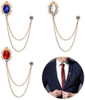 Gem Brooch Lapel Tie Pin Badge Hanging Chains Collar Brooches Pin for Career Suit Tuxedo of Shirts Tie Hat Scarf for Boyfriend