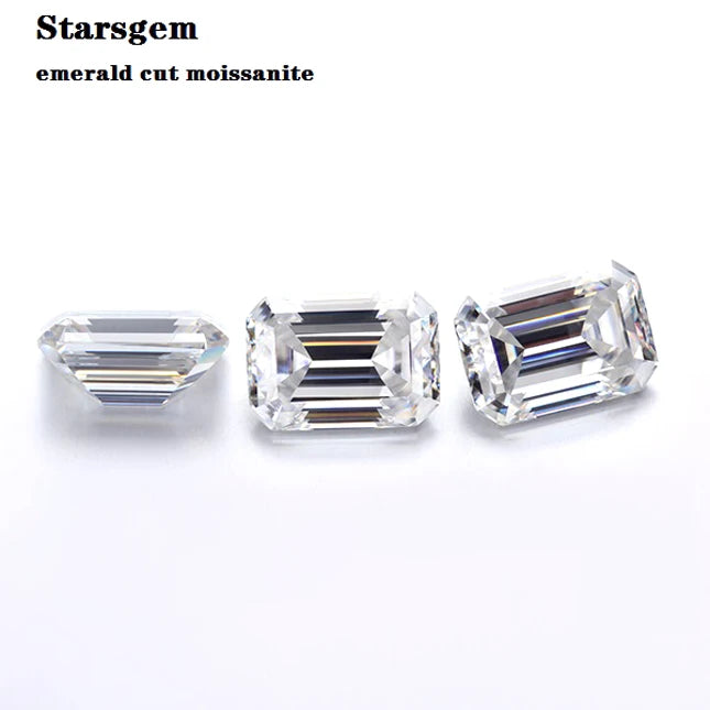 Starsgem Forever Shining Moissanites Super White Color Emerald Cut Loose Moissanite Diamond for Jewelry Rings