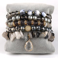 New Fashion Boho Resin Jewelry 5pcs Natural Gemstone Crystal Glass Bracelet Crystal Stack Bracelet Set