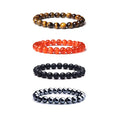 8MM Semi-Precious Gemstone Beads Bracelets Onyx Tiger Eye Stone Yoga Healing Energy Crystal Stretch Bracelet