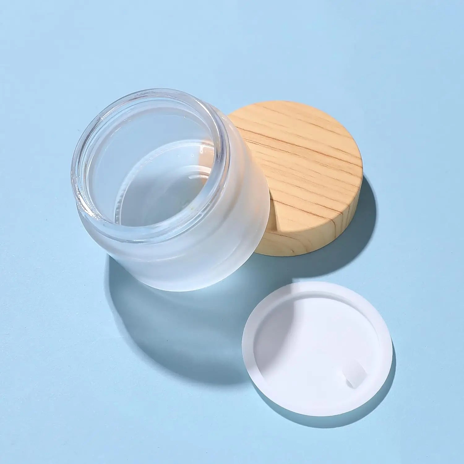 Round Frosted Glass Jars with Leakproof Lids Small Empty Glass Sample Jars for Makeup Lip Scrub Balm Lotions