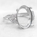 Sterling Silver 12*16mm Semi Mount Ring Empty Frame Blank Support Claws Setting S925 Base Holder Without Center Stone for Inlay