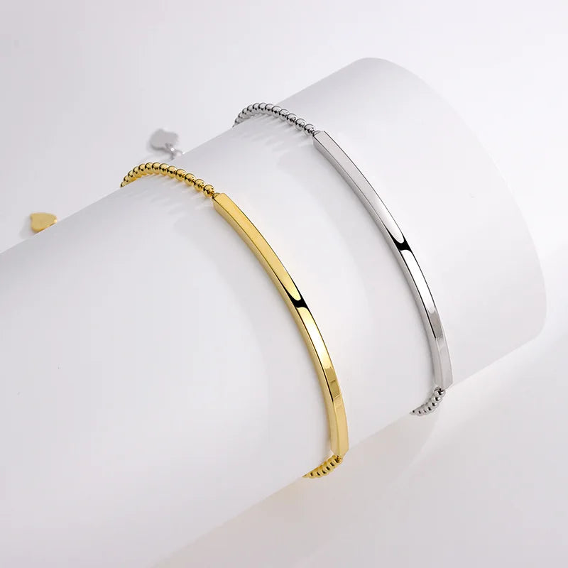 925 Silver Blank Bar Bracelets Gold Vermeil 925 Sterling Silver Long Thin Bar Fashionable Jewelry for Gift Occasions