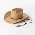 Trendy Retro Palm Leaf Straw Hat with Big Edges Warped Cowboy Design Fashionable Outdoor Travel Beach Sun Hat Chinese Tie Rope