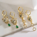 Cross-border Sales of New Small Luxury Copper Plated Gold Zircon Flowers Leopard Turtle Earrings