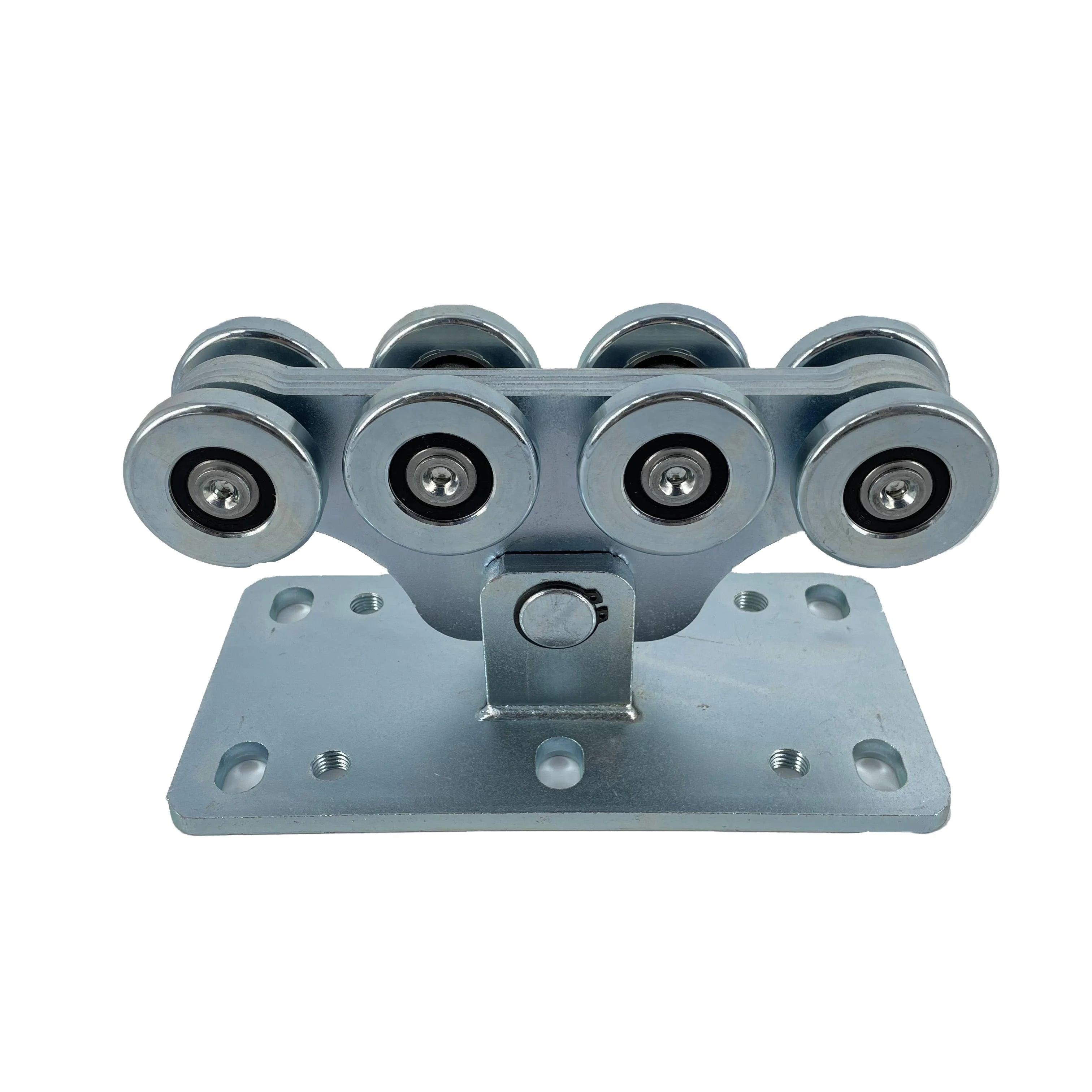 Galvanized Steel Modern Outdoor Cantilever Slide Gate Wheel Hardware Kit with 8 Medium Wheels Dia 68 White Zinc Finish
