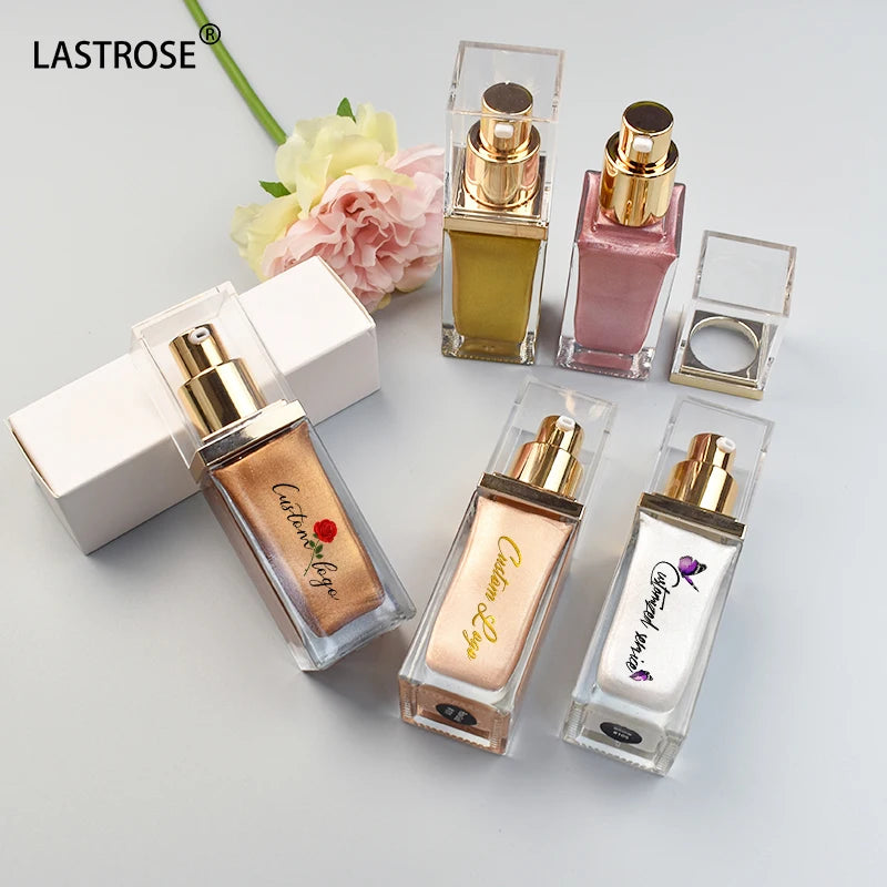 Private Label Vegan Liquid Highlighter Glitter Body Bronzer Liquid Blush Highlight Makeup Wholesale Cream Body Shimmer Oil